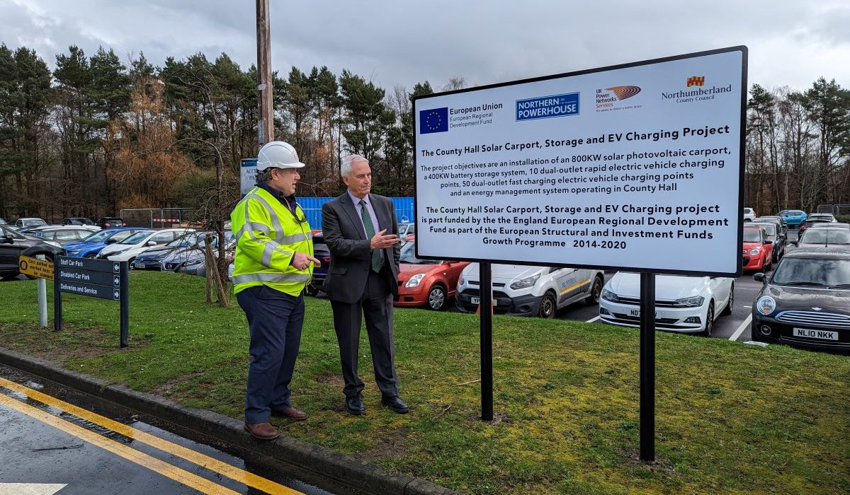 UK Power Networks Services appointed to build 120 EV charge points and solar carport for Northumberland County Council